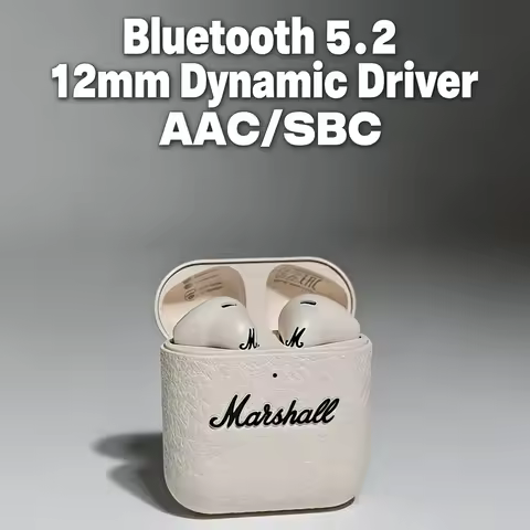 Lightweight Marshall MINOR III Earbuds Retro Style Wireless Bluetooth Headphones with Deep Bass & Mi