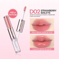 Double Ended Lip Gloss 1.5g+1.5g Color Holding Lip Glaze Hydrating Lip Jelly D02 Strawberry Baileys