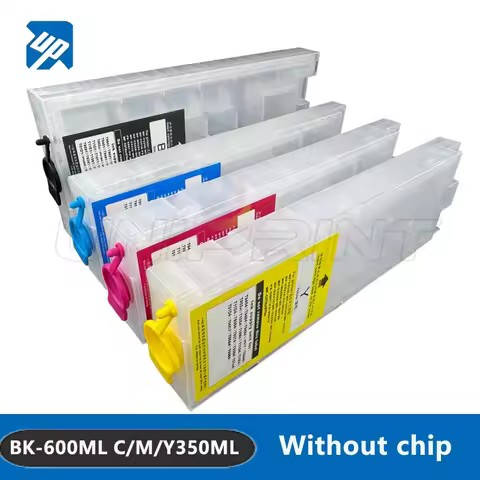 No chip Black 600ML Empty Refillable Ink Cartridge For EPSON WorkForce Pro WF-C5890 WF-C5390 WF-C581