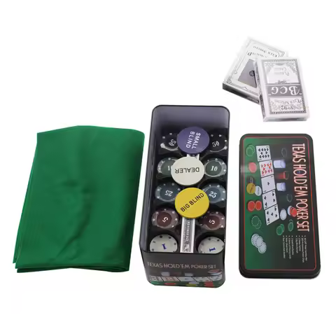 200 Pieces Poker and Blackjack Game Set with Portable Iron Case BlackJack Chip Set Best Gifts Poker 