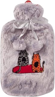 Biggdesign Plush Hot Water Bottle, Hot Water Bag, Soft Rubber Case, 2 lt / 0.60 gal Capacity, Cat Pa