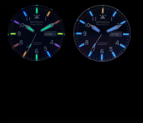 EPOCH Men Luminous Rainbow Light Watch Automatic Mechanical Japan Miyota 21Jewels Sapphire WR100M En