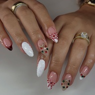 Wearing Nails Water Drop-Shaped Pointed Nails Rainbow Flowers With Diamonds Wearable Nail Stickers F
