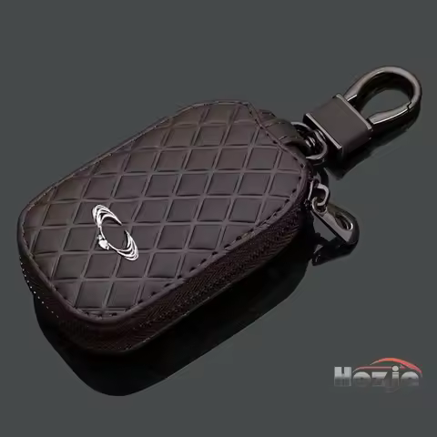 Car Leather Zipper Key Case for Ssangyong Rexton Korando Korando Tivoli Rodius Torres Kyron Actyon S