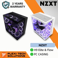 Flexi Tech NZXT H9 Elite & Flow Mid-Tower Case PC Desktop Casing Black & White Dual-Chamber Mid-Towe