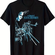 Men's Edward Scissorhands Movie T-Shirt Tim Style Graphic Edward's Hand Design Gothic Costume Shirt 