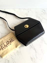 稀有中古包 Celine黑金星球幾何盒子包 斜背包 單肩包 側背包古董