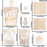 Halloween Wooden Lantern Ghost Festival Home Courtyard Scene Layout Ghost Devil Style Lantern Pendan