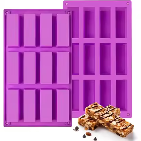 Rectangular Chocolate Silicone Muffin Candy Molds For Baking Energy Granola Protein Bar Brownie Corn