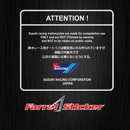 Stiker Sticker Transparan Warning Attention TEAM SUZUKI Japan