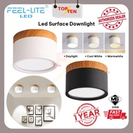 Feel Lite Led Downlight Modern Design Surface Downlight 12W Wooden Indoor Ceiling Light Lampu Siling Bulat Ruang Tamu