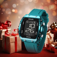 SMAEL Square Dial Men Watch waterproof 5Bar Alarm Shock Resistant Digital Wristwatch for Men