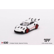MINI GT 630 PORSCHE 911 (992) GT3 RS WHITE WITH PYRO RED ACCENT PACKAGE