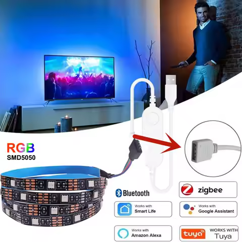 Smart Zigbee USB LED Strip Lights DC 5V Tuya Wifi Bluetooth Control RGB 5050 Led Strip TV Backlight 
