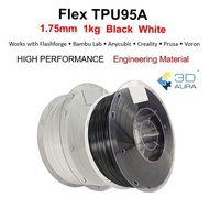 3D AURA TPU95A Flexible 1.75mm 1kg 3D Printer Filament Printing Material Flashforge Bambu Lab Voron 