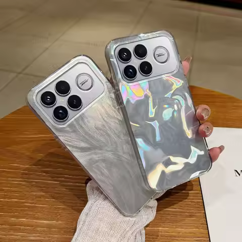 Luxury Laser Silver Gradient hard Case For Xiaomi Poco F8 Ultra PocoF8 Pro F8Pro F8Ultra PC Back TPU