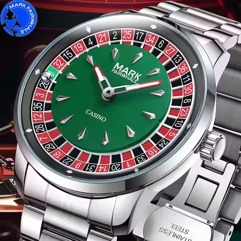 Mark Fairwhale 2025 New Top Brand Men Quartz Watch Arabic numerals Rotating Dial Roulette Automatic
