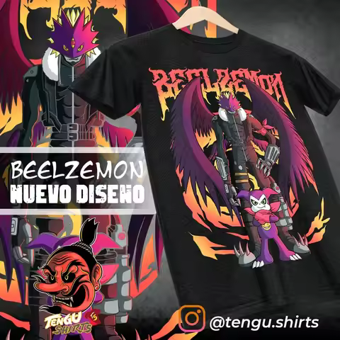 Agumon Adventure T-shirt Beelzebumon Digimon Anime Tee