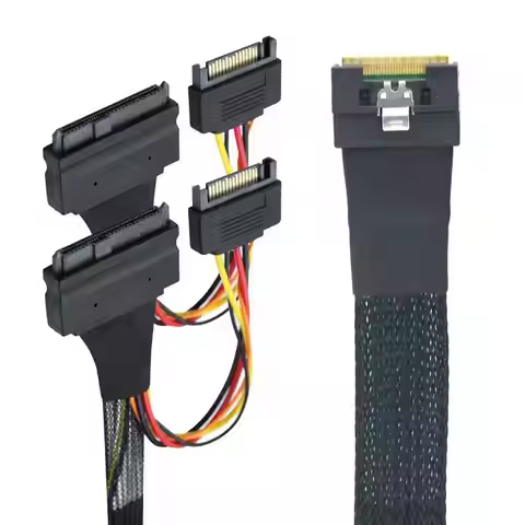 100CM 50CM 80CM PCI-E Slimline LP Low profile SFF-8654 8I 74P to 2X SFF-8639 U.2 U2 with 15P SATA po