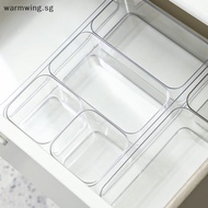 Warmwing Clear Drawer Organizer Transparent Drawer Divider Storage Box Bathroom Makeup Organizer Kitchen Tableware Organizer Boxes SG