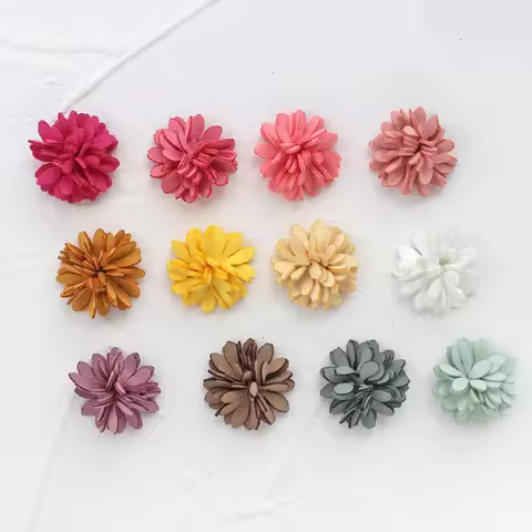 20Pcs 25mm Microfiber Fabric Daisy Artificial Flowers Heads DIY Wedding Party Decoration Hairpin Mat