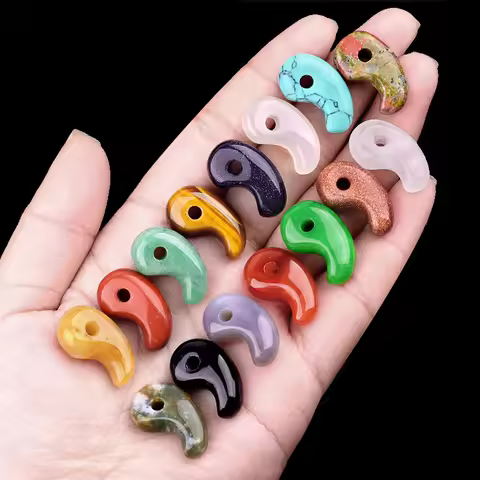 Natural Stone Japanese Magatama YinYang TaiChi Reiki Healing Crystals DIY Pendant Amulet Amulet 22x1
