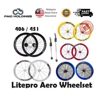 1 Set Litepro TXB Aero Disc Hub 20 Inch 406/451 21/24 Spokes Wheel Wheelset Rim 8/9/10/11 Tayar untu
