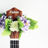 Ukulele lei / purple hibiscus, Ukulele gifts, Ribbon leis