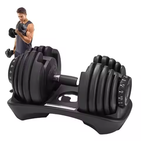 Fitness and Strength Training Dumbbells: 24 Kg / 52.5 Lb Quick-Adjust Dumbbells