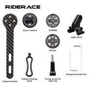 Riderace ที่ใส่คอมพิวเตอร์จักรยานคาร์บอนไฟเบอร์จักรยานเสือหมอบจักรยาน GPS นาฬิกาจับเวลาวัดความเร็วแร็คสำหรับ Garmin Bryton GoPro