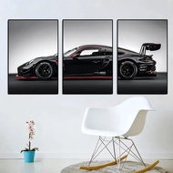 3pcs Vintage Industrial Style Car Series Poster Gt3rs Art 墙贴装饰画