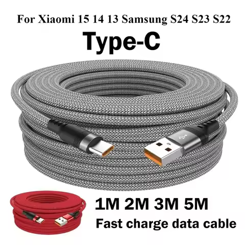 6A USB Type C Cable 1M/2M/3M/5M Fast Charging Data Cord USB C Type-c Quick Charging Line Smart Devic