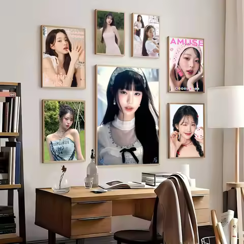 girl Jang Wonyoung Poster Self-adhesive Art Waterproof Paper Sticker Coffee House Bar Room Wall Deco