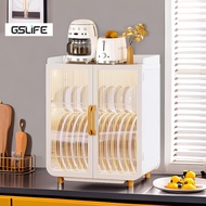 GSlife Kitchen Dish Cabinet Fully Enclosed Dustproof Drain Rack Carbon Steel Dish Storage Rack