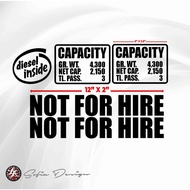 Not 1Set Capacity And For Hire Markings Cut Out Vinyl Sticker pxb4