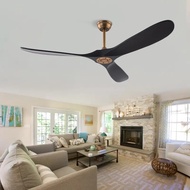 Vintage Retro Wooden Dc40W Ceiling Fan With Remote Control No Led Lights 52/60/70Inch Smart Black In