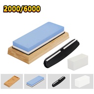 หินลับมีดมีด Professional Waterstones COMBINATION Grit 2000/6000 Whetstone Sharpening พร้อมฐานไม้ไผ่