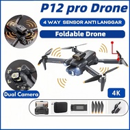 Ready Stock P12 Pro Rc Drone With Dual Camera 4K HD RC Quadcopter Drone Integrated Obstacle Avoidanc