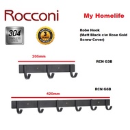 FELICE ROCCONI RCN G3B / G6B Robe Hook( Matt Black c/w Rose Gold Screw Cover) / 3 HOOK / 6 HOOK SUS3