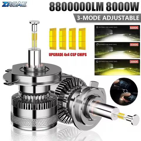 8000W H7 H4 LED CANBUS High Power Headlight Bulbs 360 LED H11 9005 HB3 9006 HB4 H8 H9 Tri Color Car 