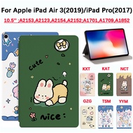 For Apple iPad Air 3(2019)/iPad Pro(2017) 10.5 inch A2153,A2123,A2154,A2152;A1701,A1709,A1852 Tablet Protective Case High Quality Sweatproof Anti Slip Cute Cute Bunny Cat Pattern PU Leather Stand Up Flip Case