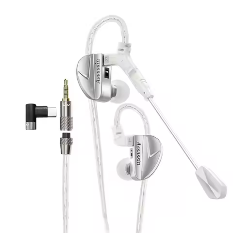CVJ Assassin Silver in Ear Earphones 1BA+1DD+1Vibrate Game Mode HIFI Microphone Hybrid Tuning Switch