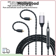 MOILYMY MMCX to Type C Headphone Cable, 120cm / 47.24in Built In Microphone 4-Strand Braided Upgrade