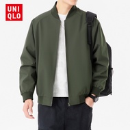 Uniqlo Bomber Jacket Baseball Jacket Men's Junior Business Open Long Sleeve Jacket Men's Top Fat Plu