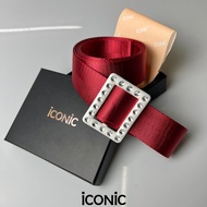iCONiC GLITER RED NYLON BELT #5394 เข็มขัดแฟชั่น เชือกสังเคราะห์ หัวพลาสติก แต่งกลิตเตอร์ ขนาด กว้าง