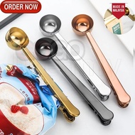 GG 2-In-1 Coffee Spoon With Long Handle And Clip Multifunctional Stainless Steel Teaspoon Kitchen Fo