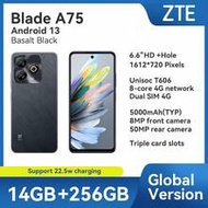 ZTE, สมาร์ทโฟน, Blade A75 Ice Blue Basalt Black, ปลดล็อค, Android 13, (RAM 4GB+Fusion 10GB)+ROM 256G