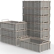 Stacking Tote Basket, 21L x 13W x 6H, 304 SS, 1/4 x #18 Expanded Metal, Mild Steel, Zinc Plated