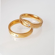 FAVORITE Couple Ring Single Titanium Silver Gold Gemstone Import Halal Anti-Rust Wedding Ring