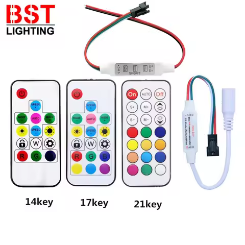 Mini 3key RF 14key 17key 21key Led Pixel Strip DC5-24V Light Controller For WS2811 WS2812B SK6812 68